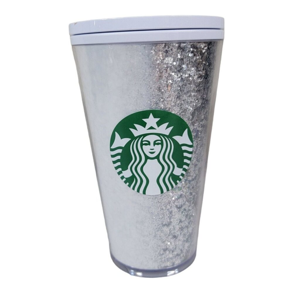 Starbucks Exclusive Holiday 2020 White/Silver Glitter 16oz Tumbler Cup‎ Grande